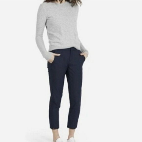 Everlane Wool Navy Straight Leg Crop Pants Mid Rise Flat Front Women Size 4 - Picture 10 of 11